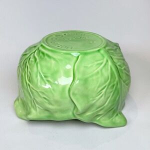 Vintage Holland Mold Cabbage Leaf Ceramic Bowl Green Signed E Settle No Lid